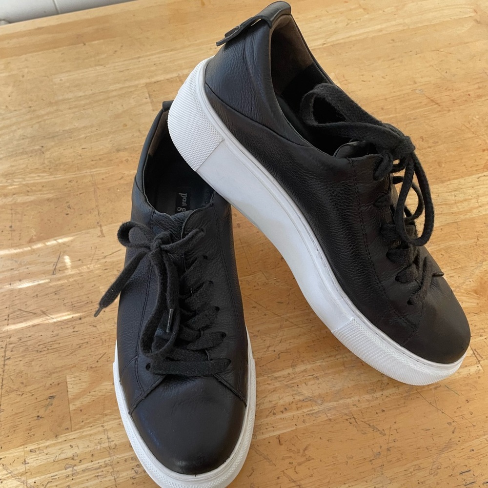Paul Green Leather Black Sneakers in Sz 5UK/7.5US